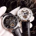 New Replica Chopard Tourbillon Watches SS Black Leather Strap